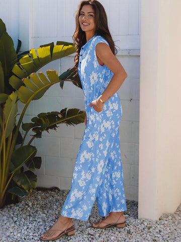 Floral Print Sleeveless Jumpsuit