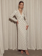 Polka Dot Lace Trim Maxi Dress