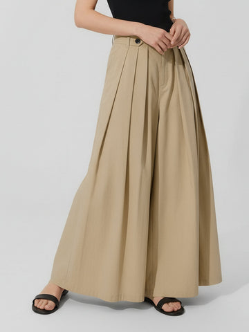 Wide Leg Pleated Trousers