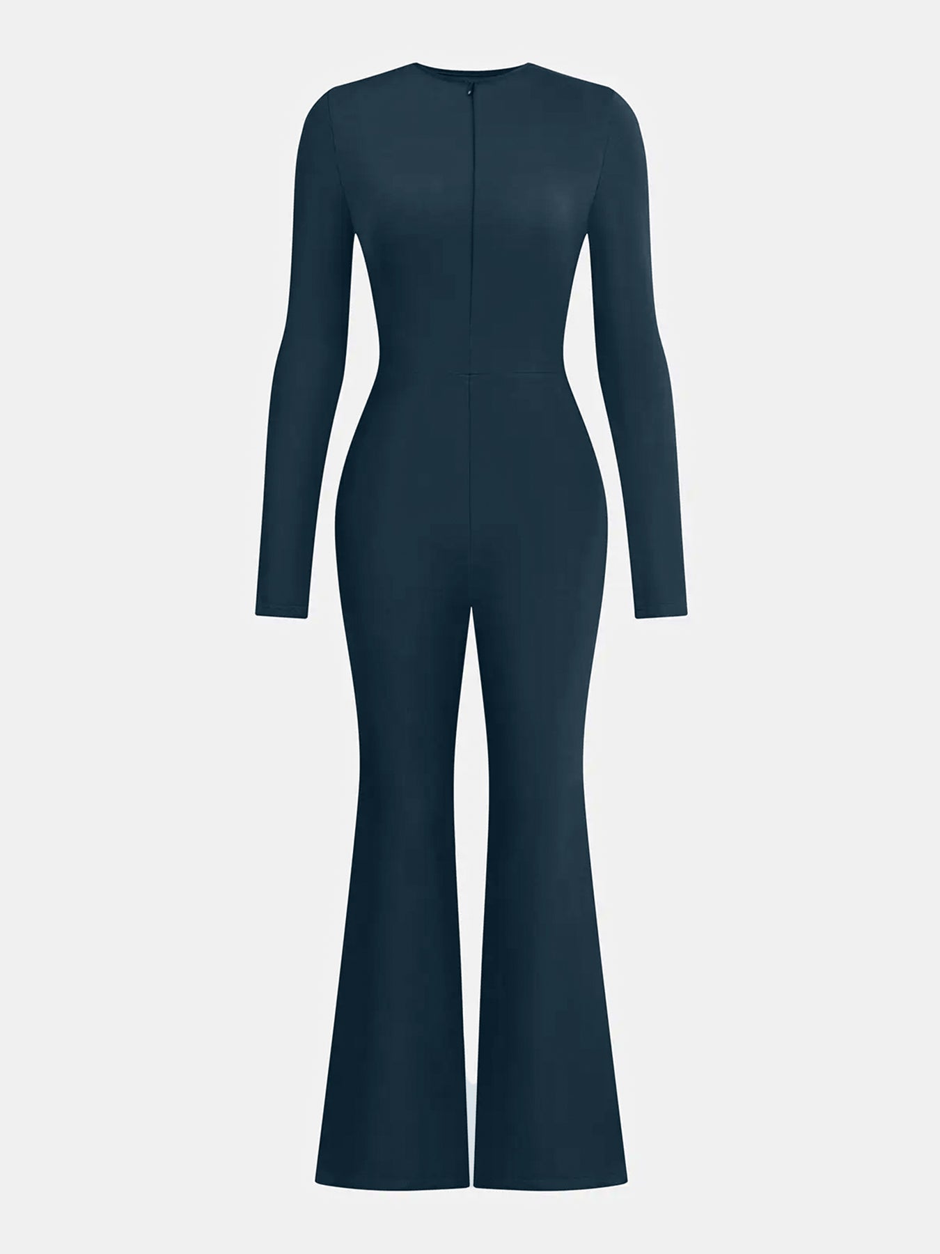 Deep-V Neck Flare-Leg Sporty Jumpsuit-Multicolor