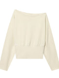 Off Shoulder Cropped Fitted Sweatshirt