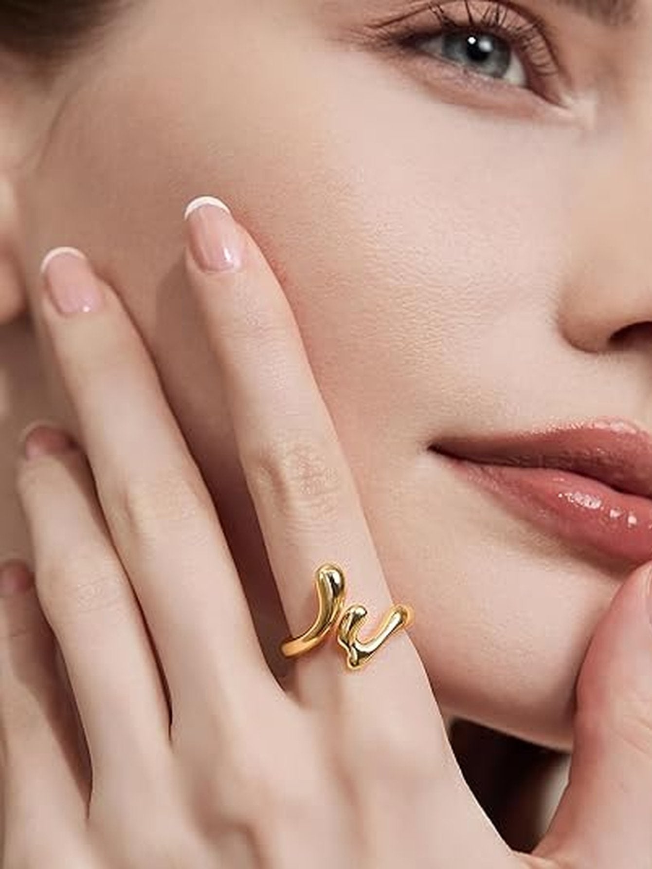 Minimalist Gold Liquid Metal Ring