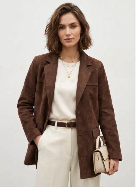 Classic Suede Button Up Blazer