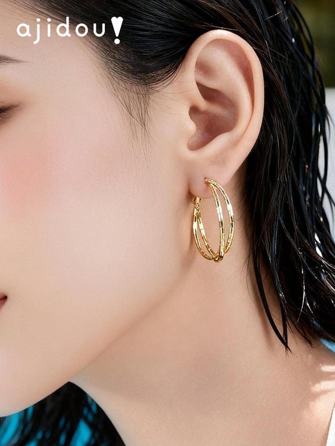 Textured Twisted Gold Hoop Earrings