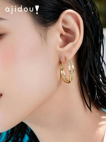 Textured Twisted Gold Hoop Earrings