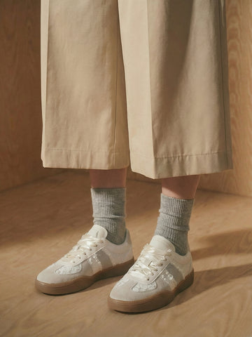 Delicate Lace Textured Upper Vintage German Trainer[Note:Runs Small,Go One Size Up]