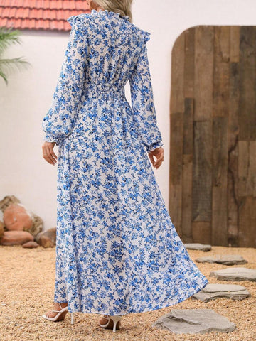 Leopard Print Ruffled Maxi Dress