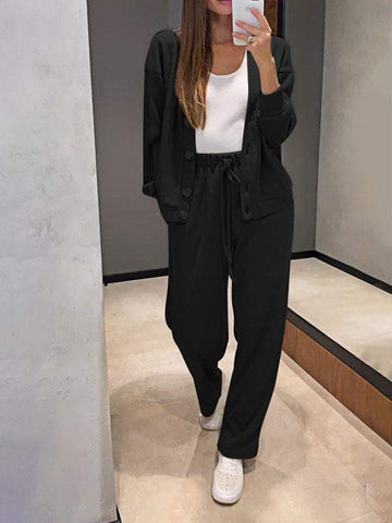 Cozy Knit Button Down Pant Set