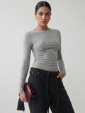 Slim Fit Boat Neck Long Sleeve T-shirt