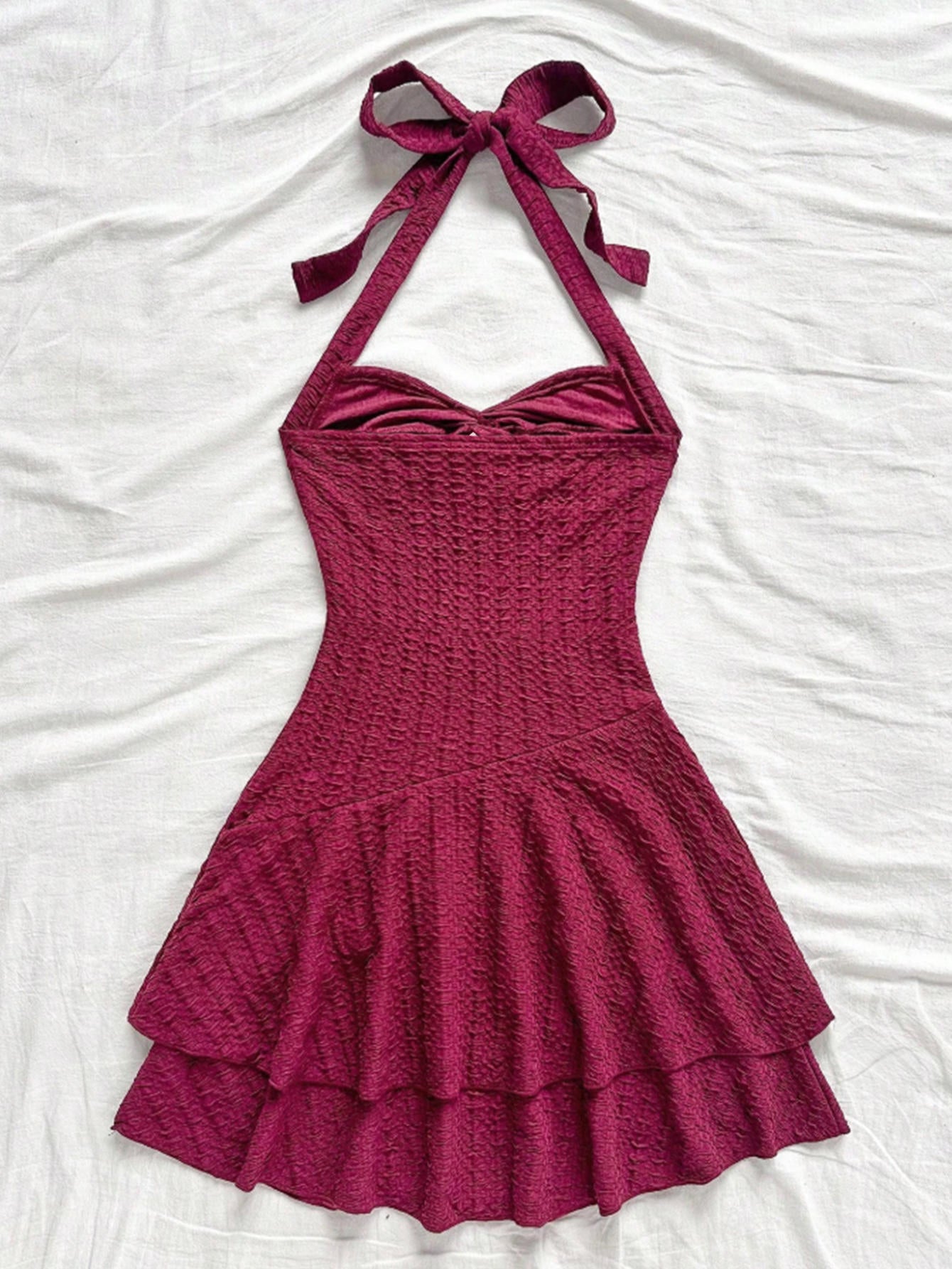 Haltered Neck Twisted Sexy Mini Dress