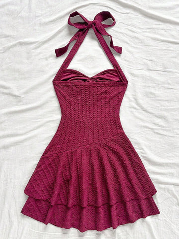 Haltered Neck Twisted Sexy Mini Dress