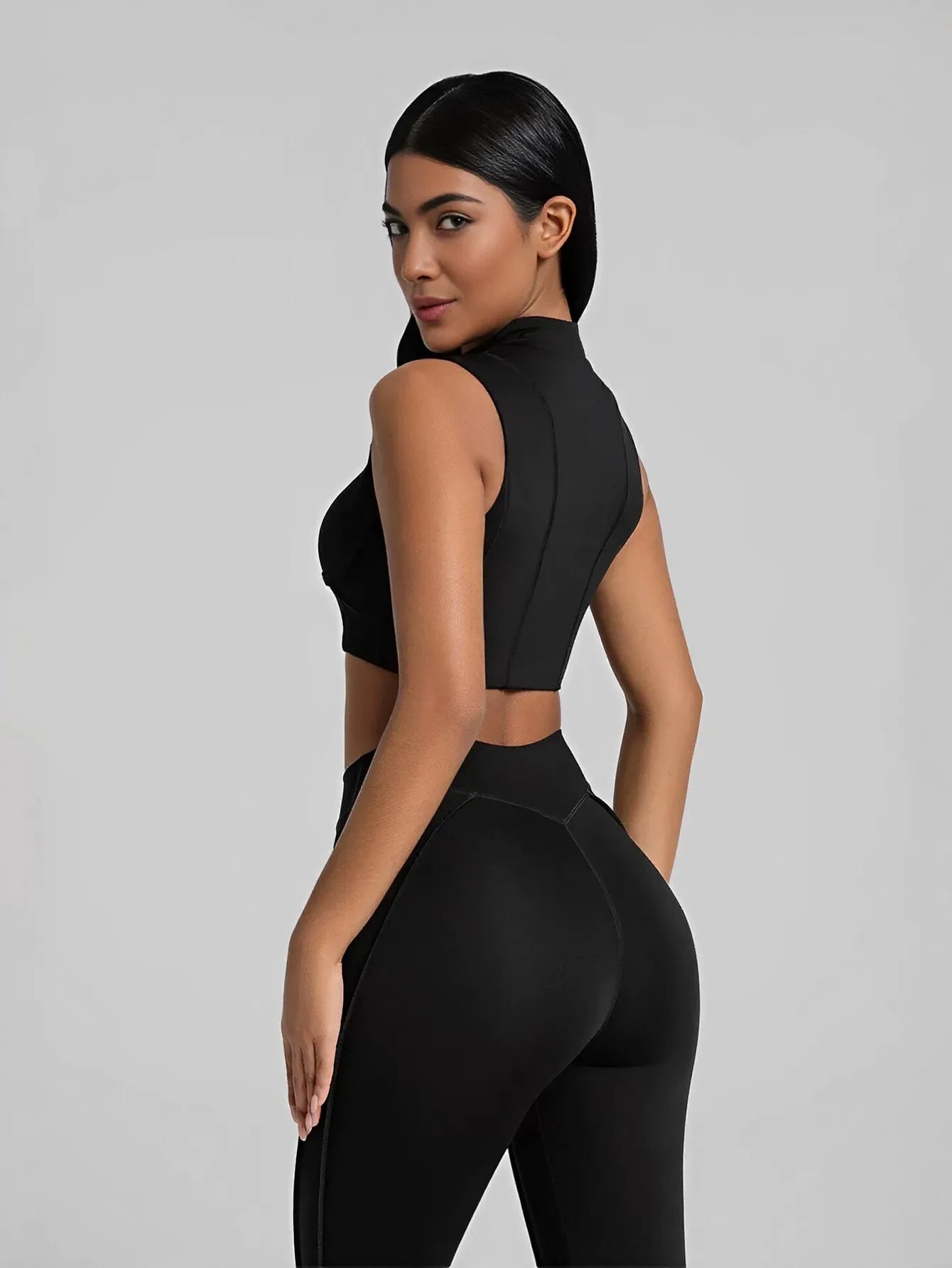 Sculpting Zip Front Athletic Tank Top