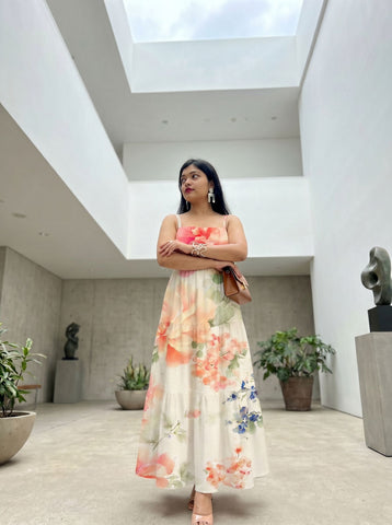 Sikruti Jena's Hibiscus Floral Print Midi Dress