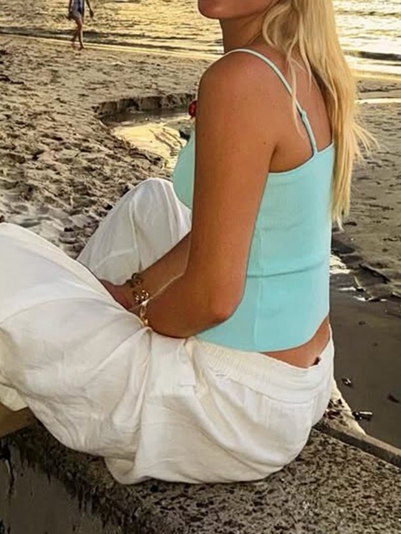 Ribbed Knit Summer Beach Tank Top
