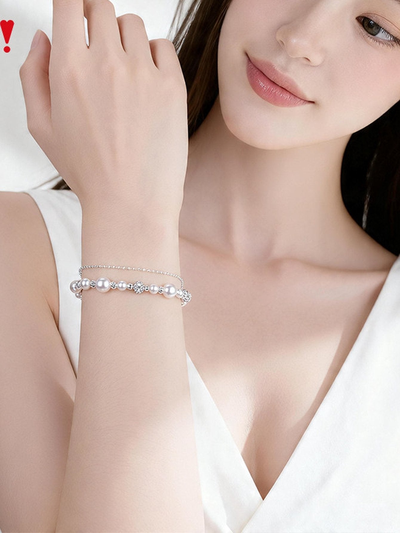 Elegant Layered Pearl Charm Bracelet