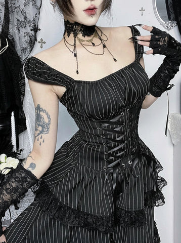 Gothic Lace Corset Mini Dress