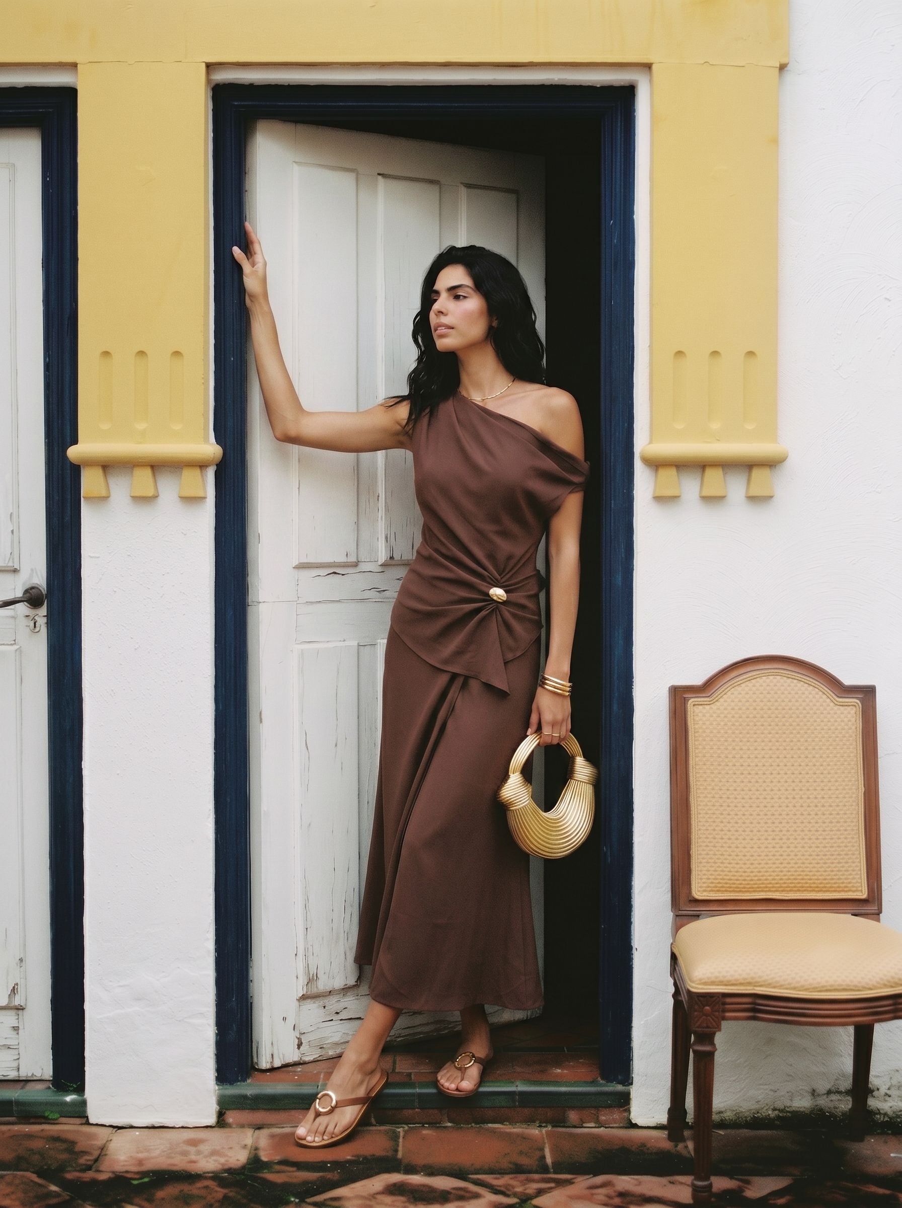 One Shoulder Asymmetric Shorts Set