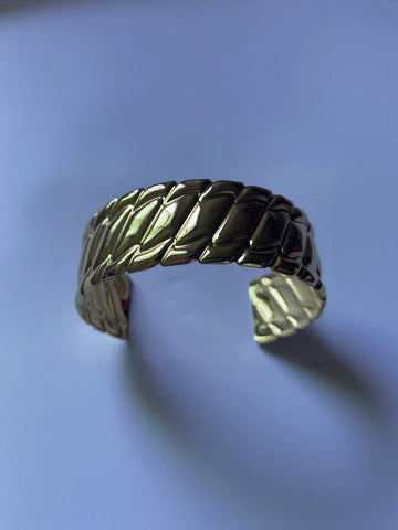 Chunky Gold Braided Cuff Bracelet