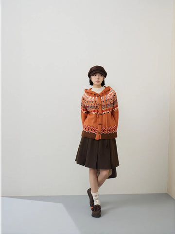 Cozy Fair Isle Hooded Cardigan