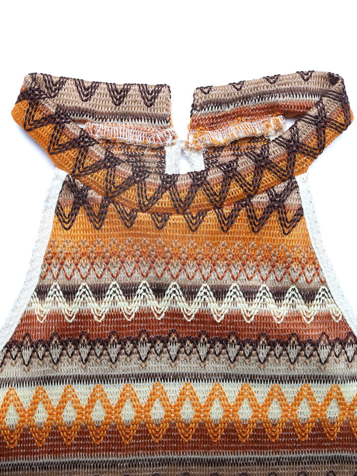 Halter Neck Crisscross Boho Mini Skirt Set