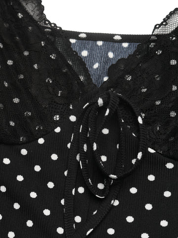 Polka Dot Lace Trim Mini Dress