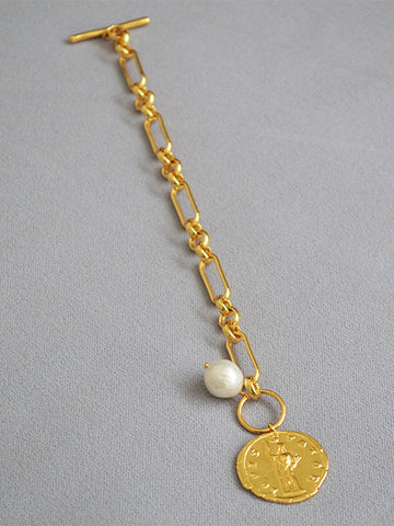 Gold Chunky Paperclip Toggle Bracelet