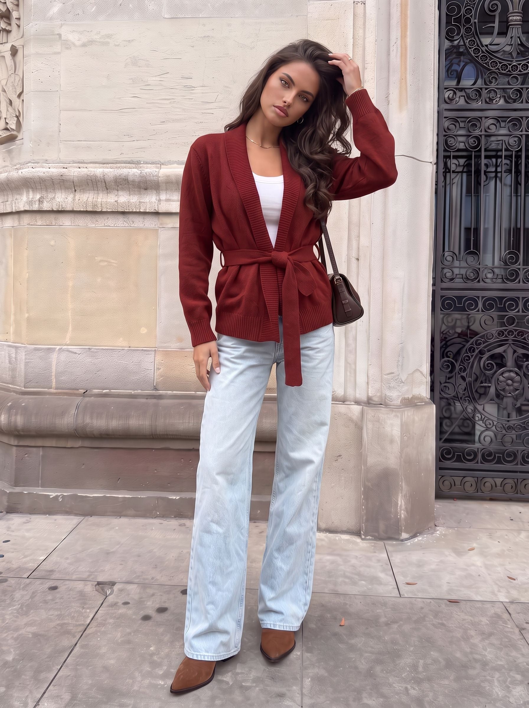 Cozy Belted Shawl Collar Cardigan