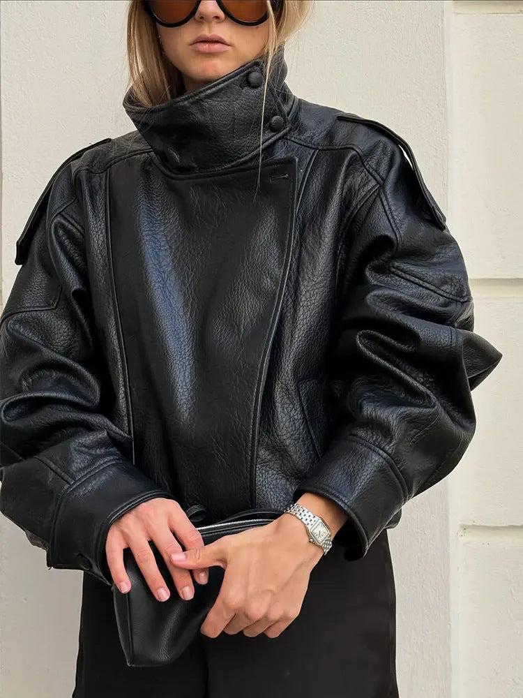 Oversized Vintage Faux Leather Jacket