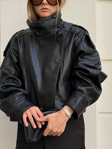 Oversized Vintage Faux Leather Jacket