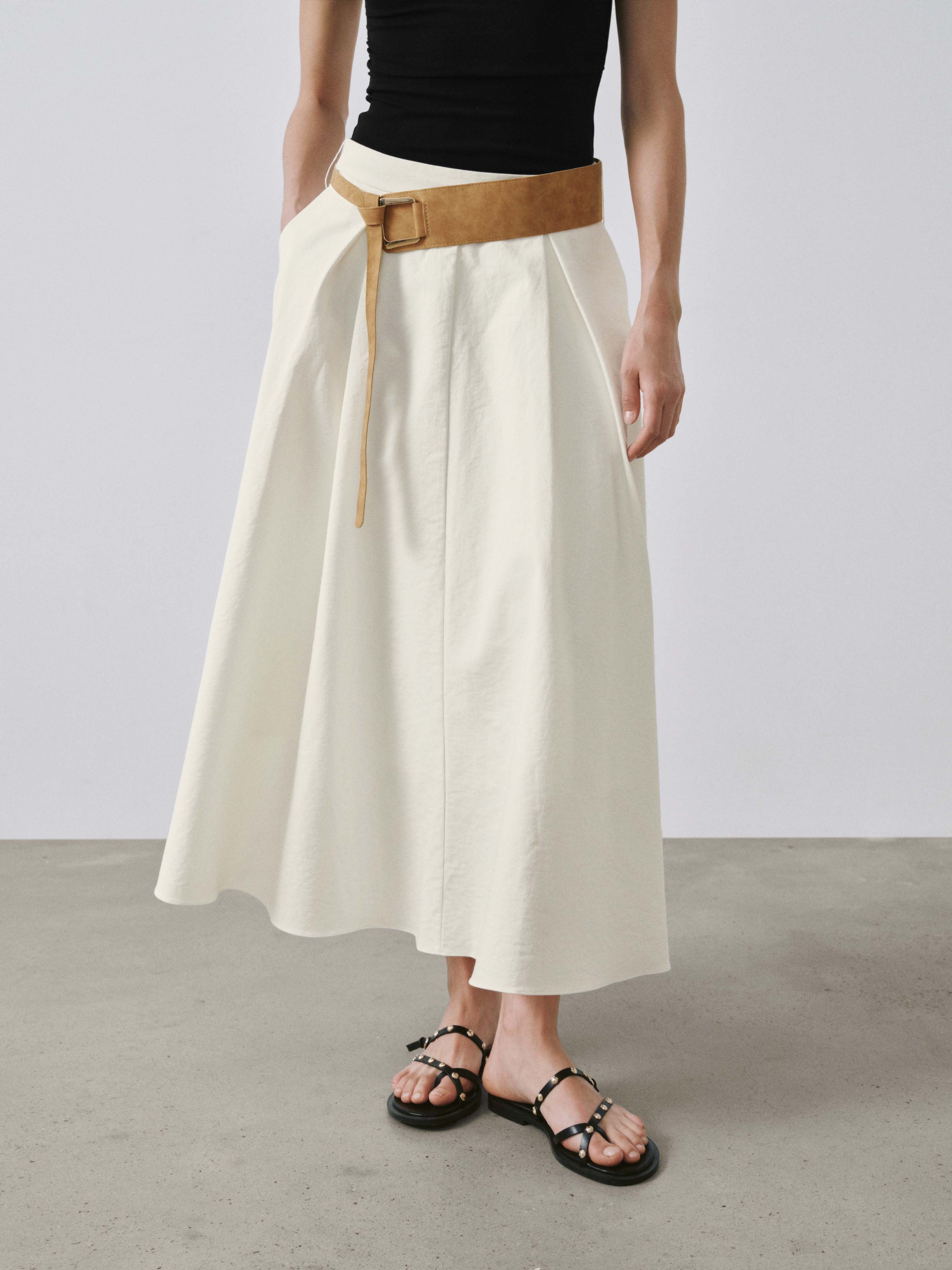 Urban Revivo Boho Belted A-Line Midi Skirts