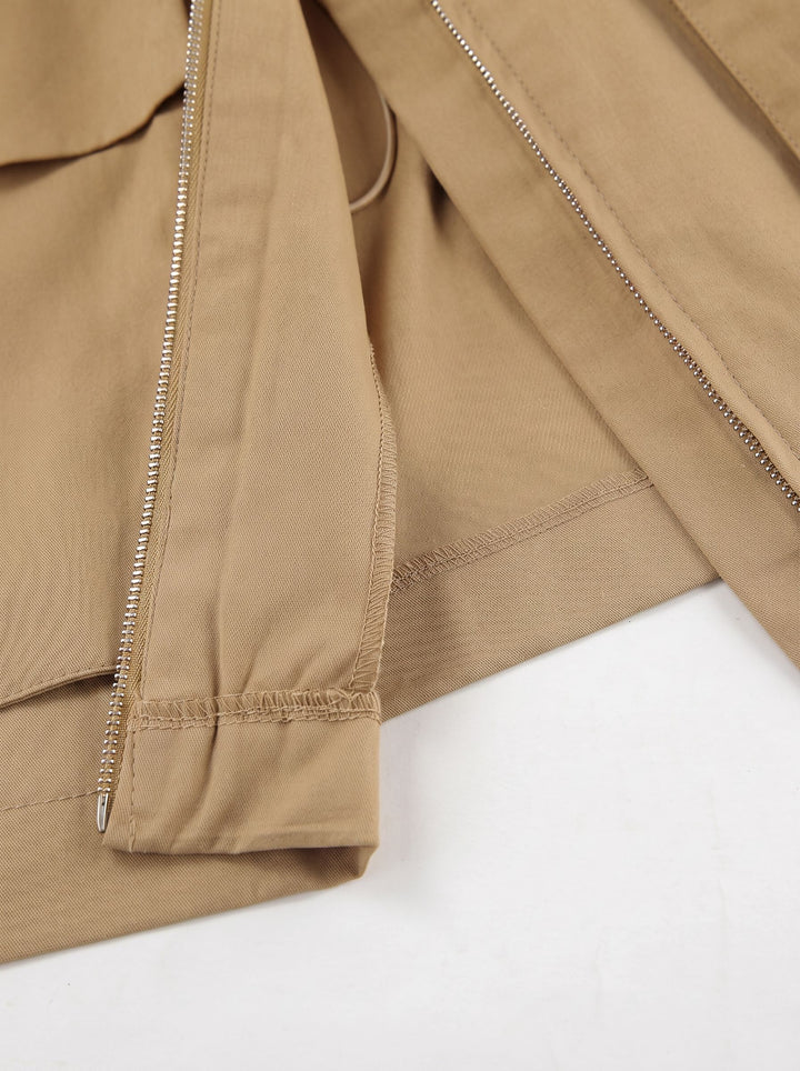 Oversized Contrast Collar Utility Trench Coat