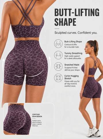Seamless Leopard Print Workout Yoga Set