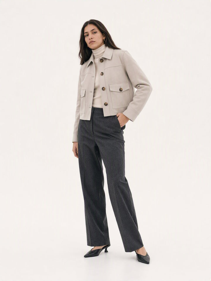 Cozy Plaid Cropped Button Up Jacket