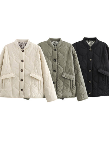 Quilted Button Down Bomber Jacket