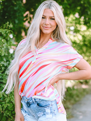 Striped V Neck T-Shirt