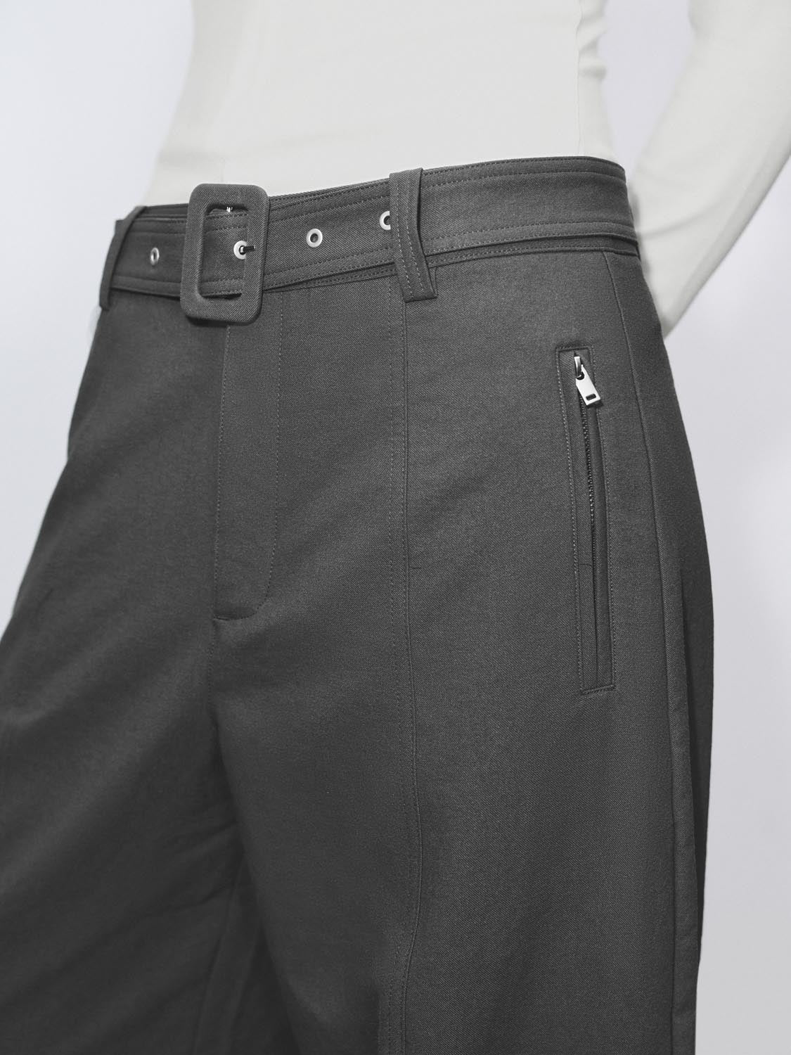 Urban Revivo Wide-Leg Pants-Dark Gray