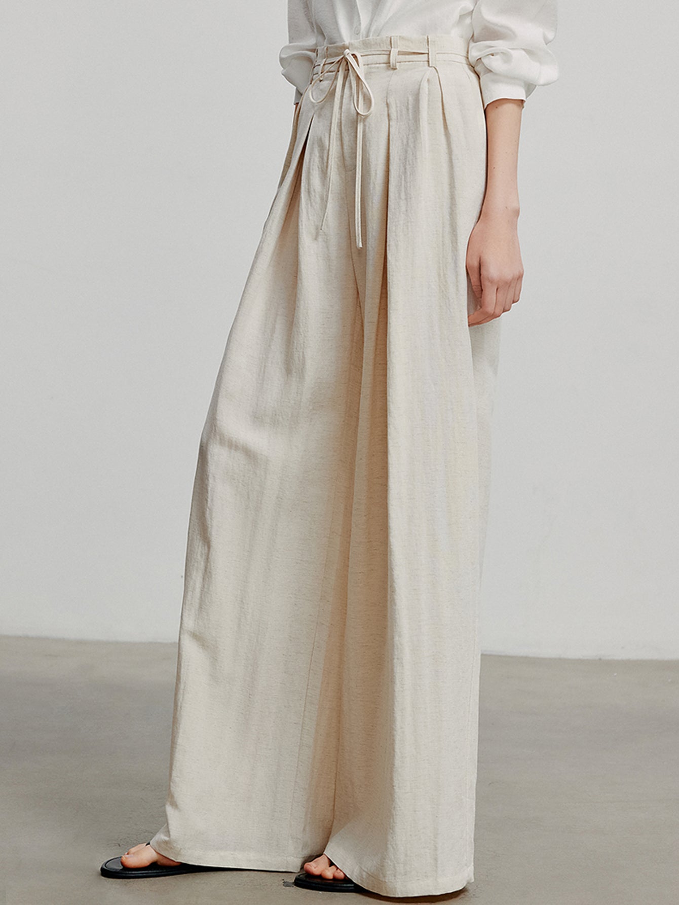 High Waisted Pleated Wide Leg Pants