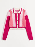 Cropped Striped Button Up Jacket