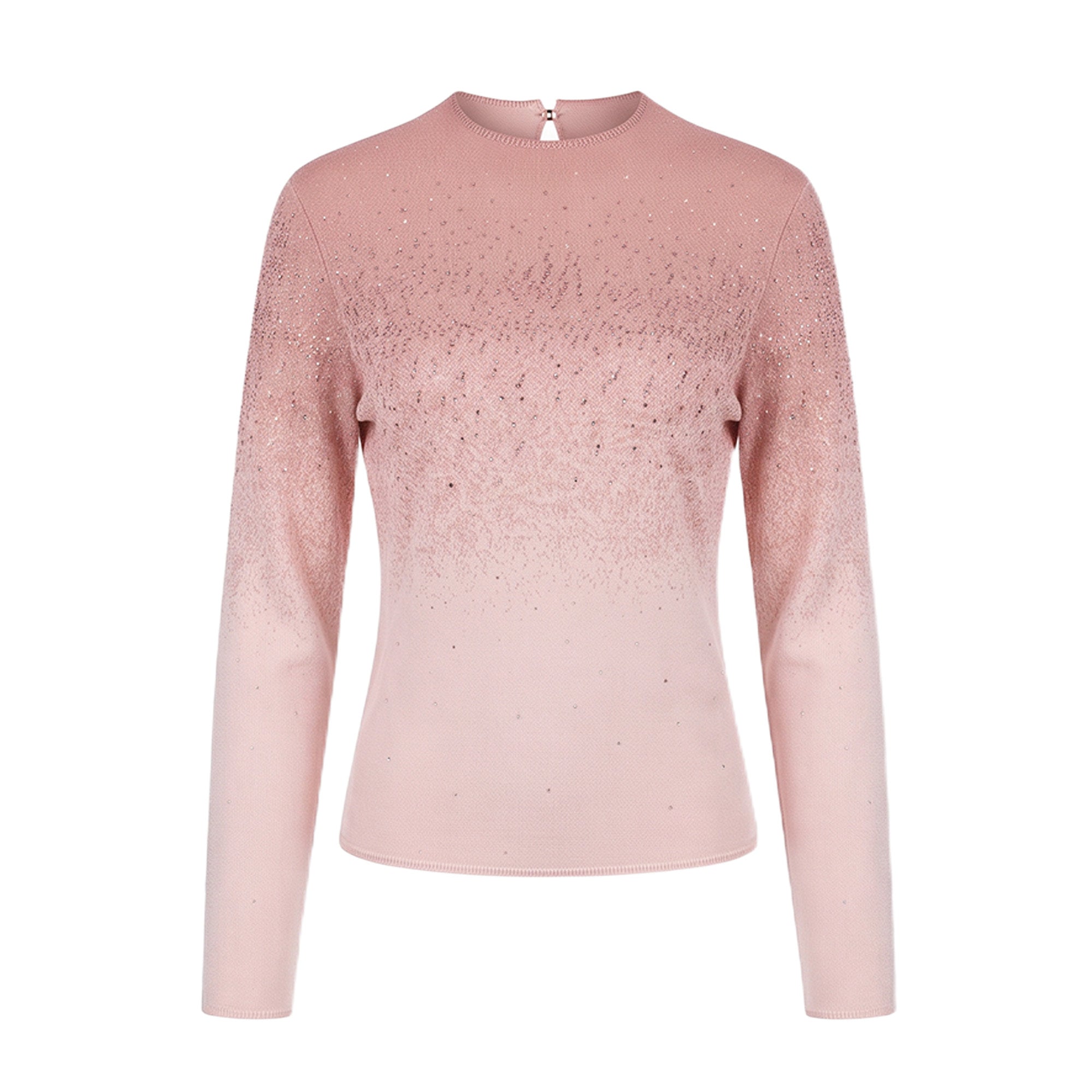 Sparkling Ombre Embellished Knit Pullover