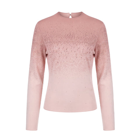 Sparkling Ombre Embellished Knit Pullover