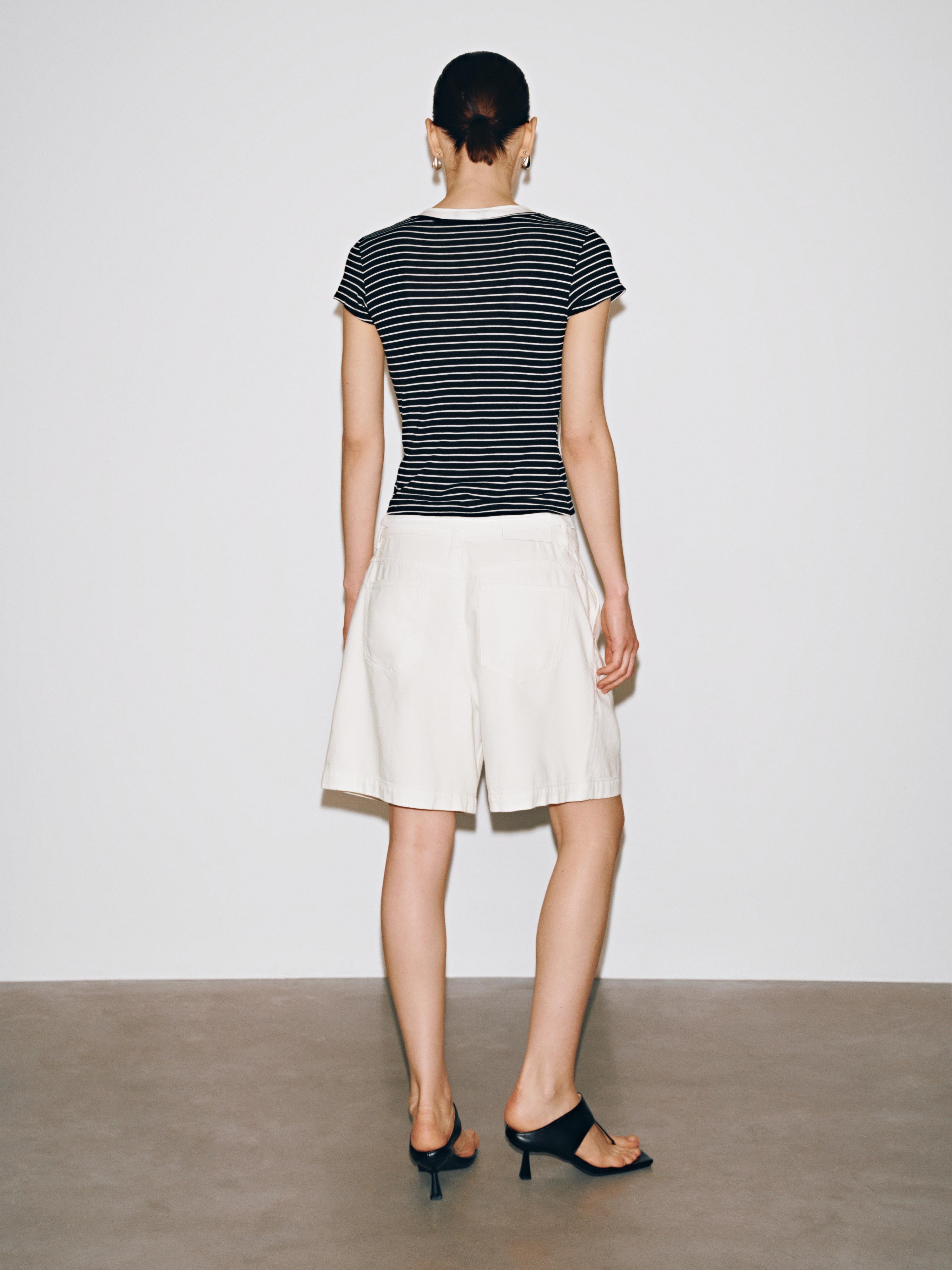 Henley Neck Contrast Striped Skinny-Fit T-Shirts