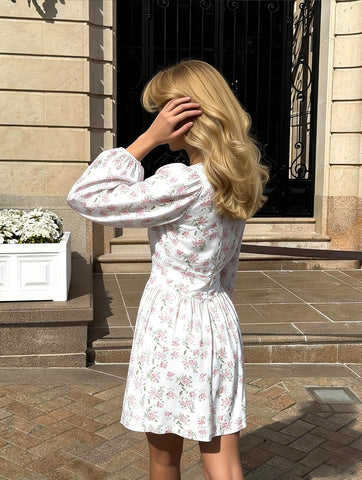 Floral Print Button Front Mini Dress