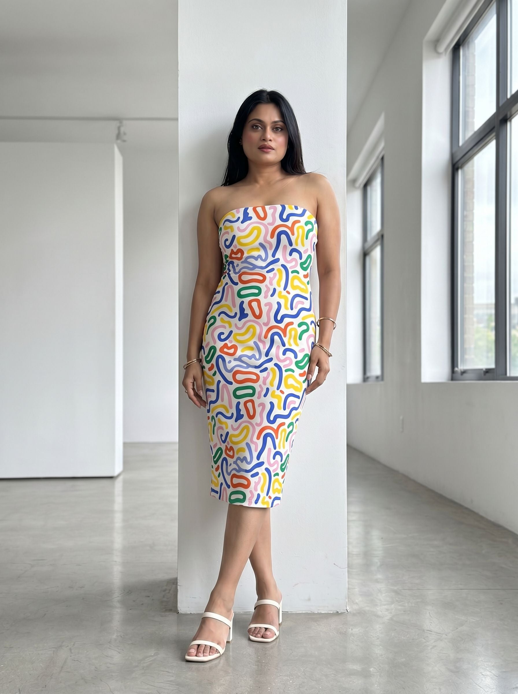 Shilpi Tripathi's Abstract Doodle Print Midi Dress