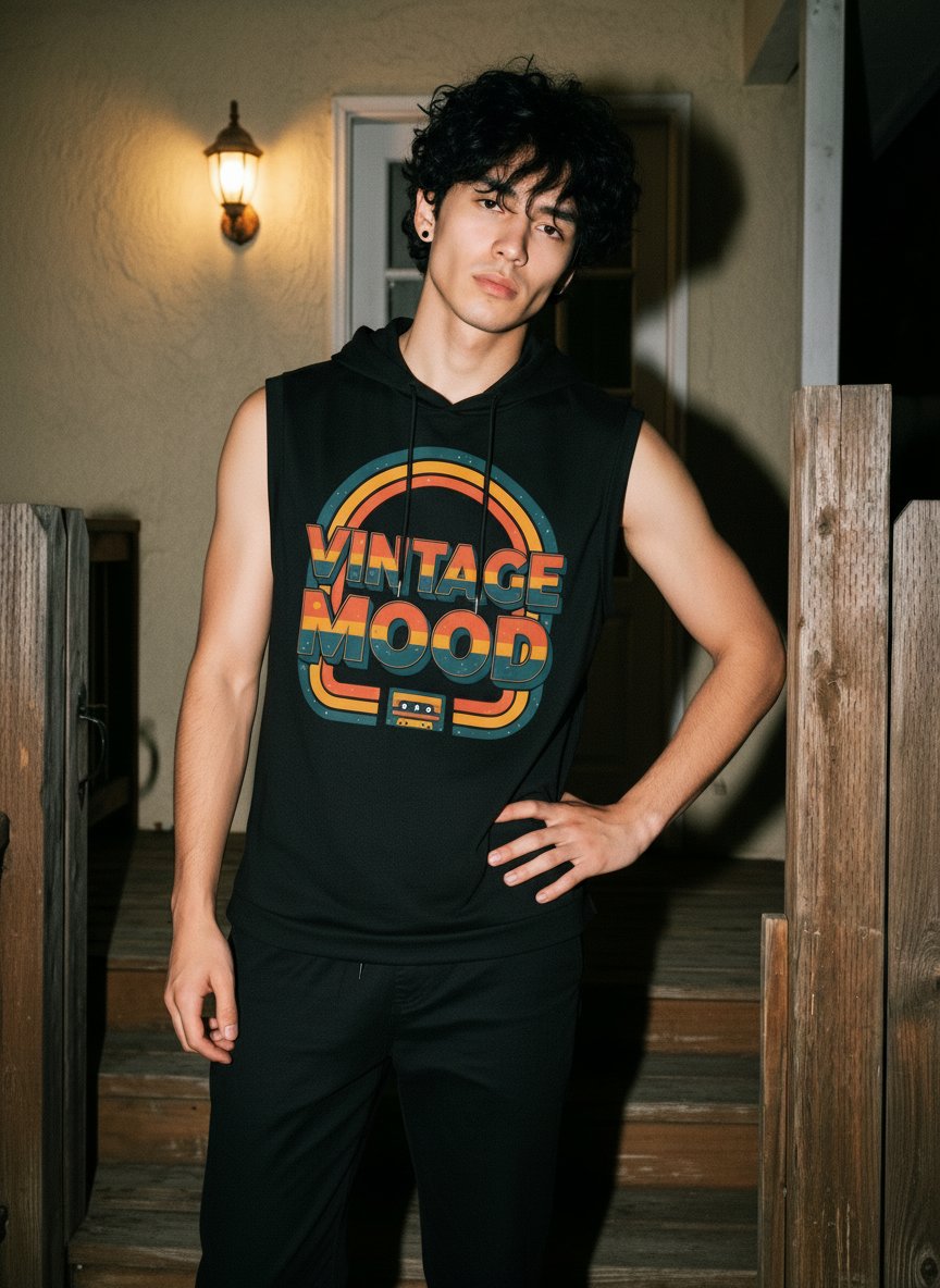 Vintage Graphic Hooded Sleeveless Tank Top