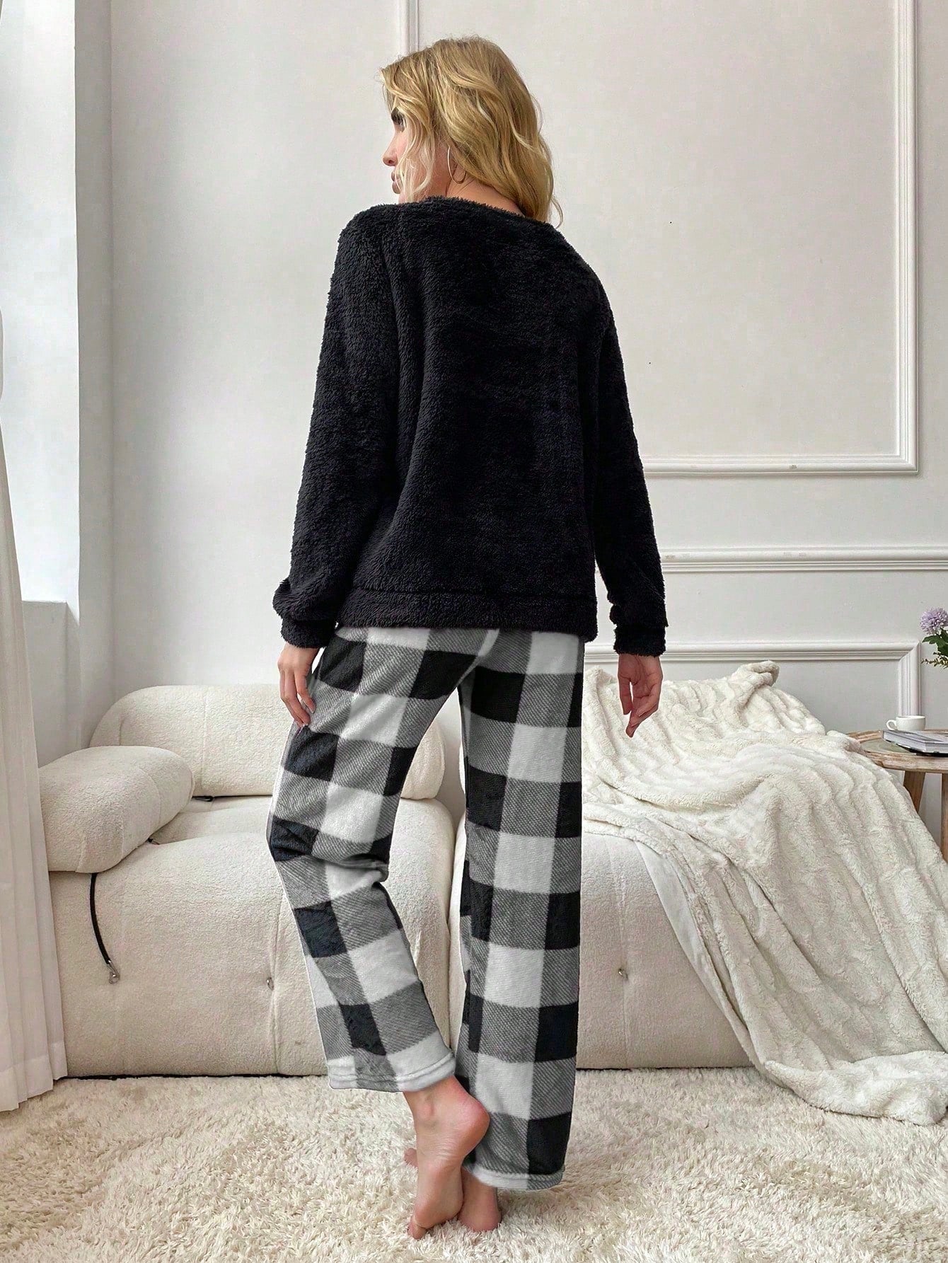 Cozy Plush Plaid Lounge Set