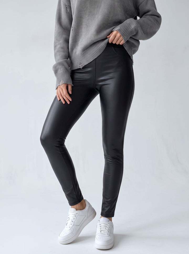 High Waisted Faux Leather Leggings