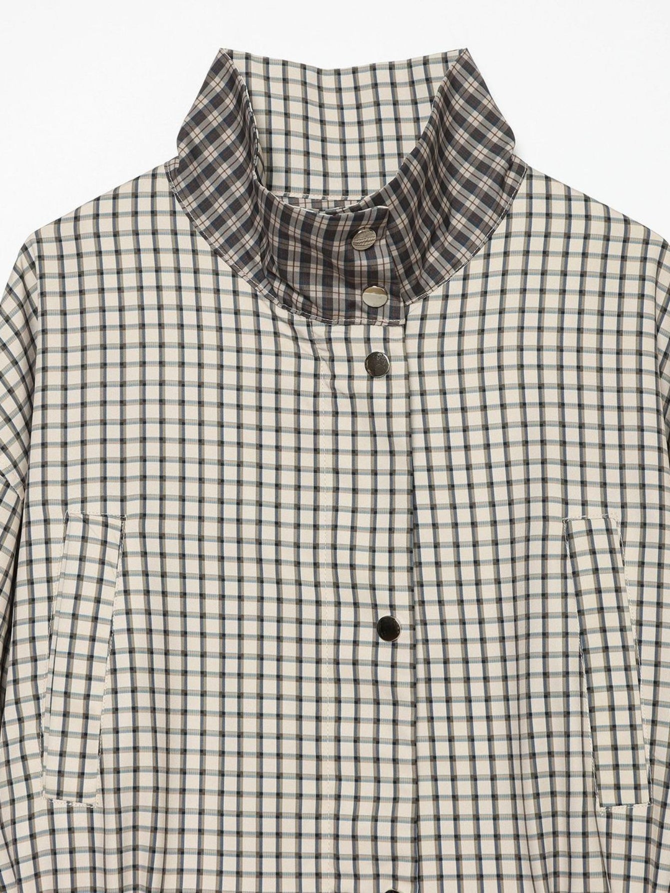Oversized Plaid Drawstring Utility Jacket