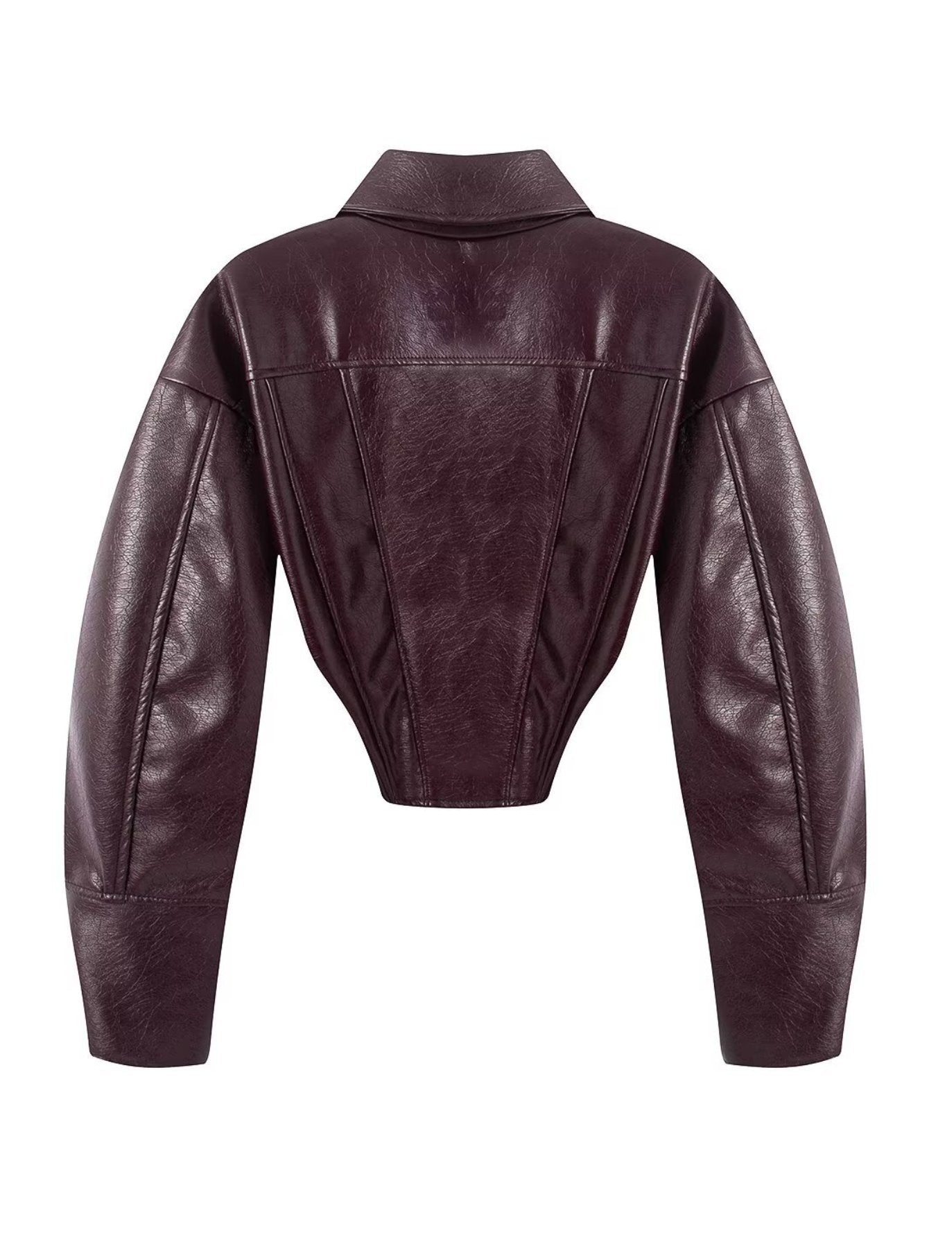 Cropped Faux Leather Corset Jacket