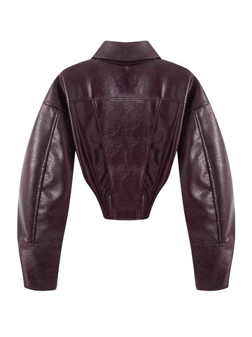 Cropped Faux Leather Corset Jacket