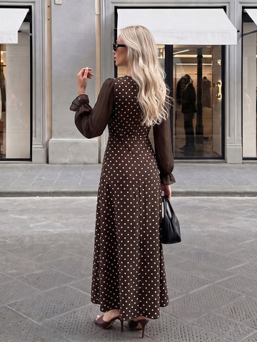 Vintage Polka Dot Square Neck Dress